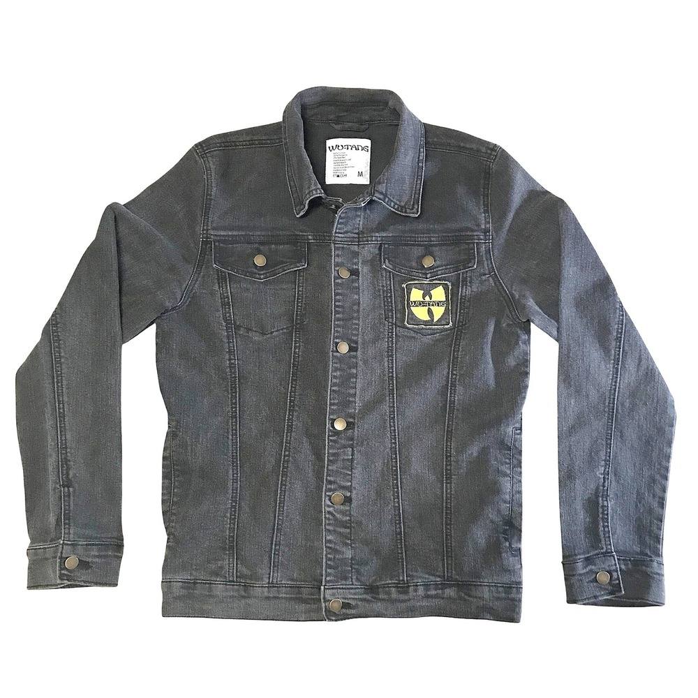 Wu-Tang Clan Mens Black Denim Trucker Jacket Hip Hop Graphic Patch Size Medium